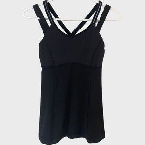 Lululemon Ace Tank Womens Size 4 Black Strappy Criss-Cross Back Active Yoga Top